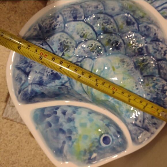 Ceramic Fish Divided Dish Bowl Platter - Picture 6 of 6